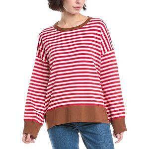 Lyra & Co Womens  Stripe Sweater, Red